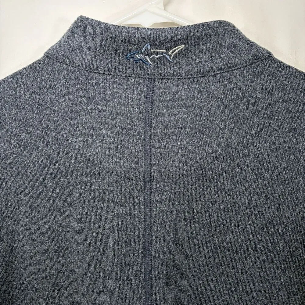 Greg Norman 1/4 Zip Pullover Sweater Mens Size Large Navy Blue Golf Collar Logo